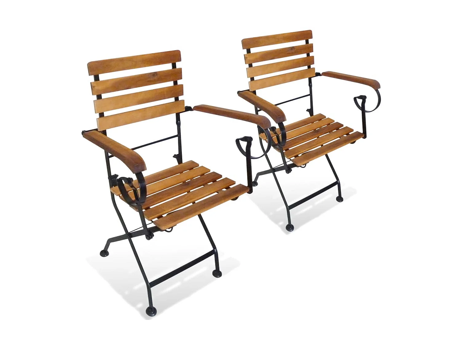 Chaises pliables de jardin 2 pcs Acier et bois d'acacia solide SEF16300