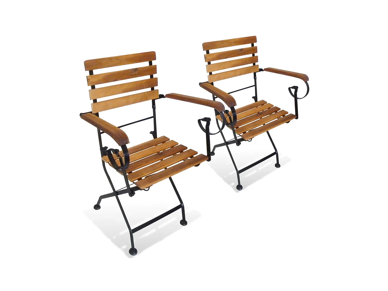 Chaises pliables de jardin 2 pcs Acier et bois d'acacia solide SEF16300