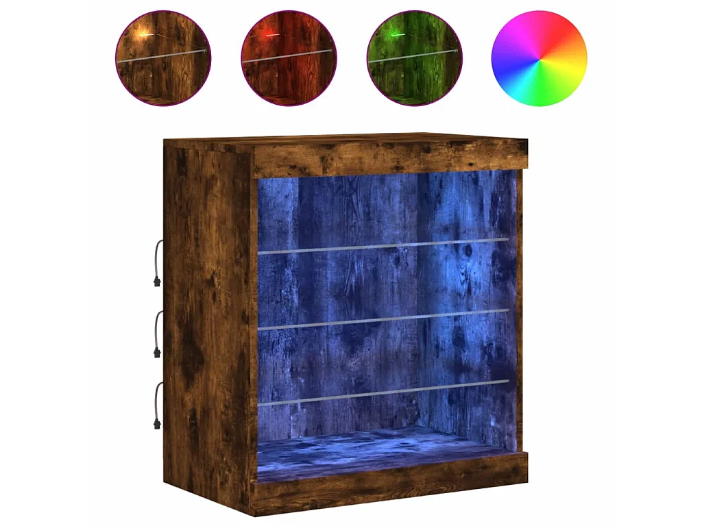 Sideboard mit LED-Leuchten Anrichte Räuchereiche 60,5x37x67 cm -RM83062