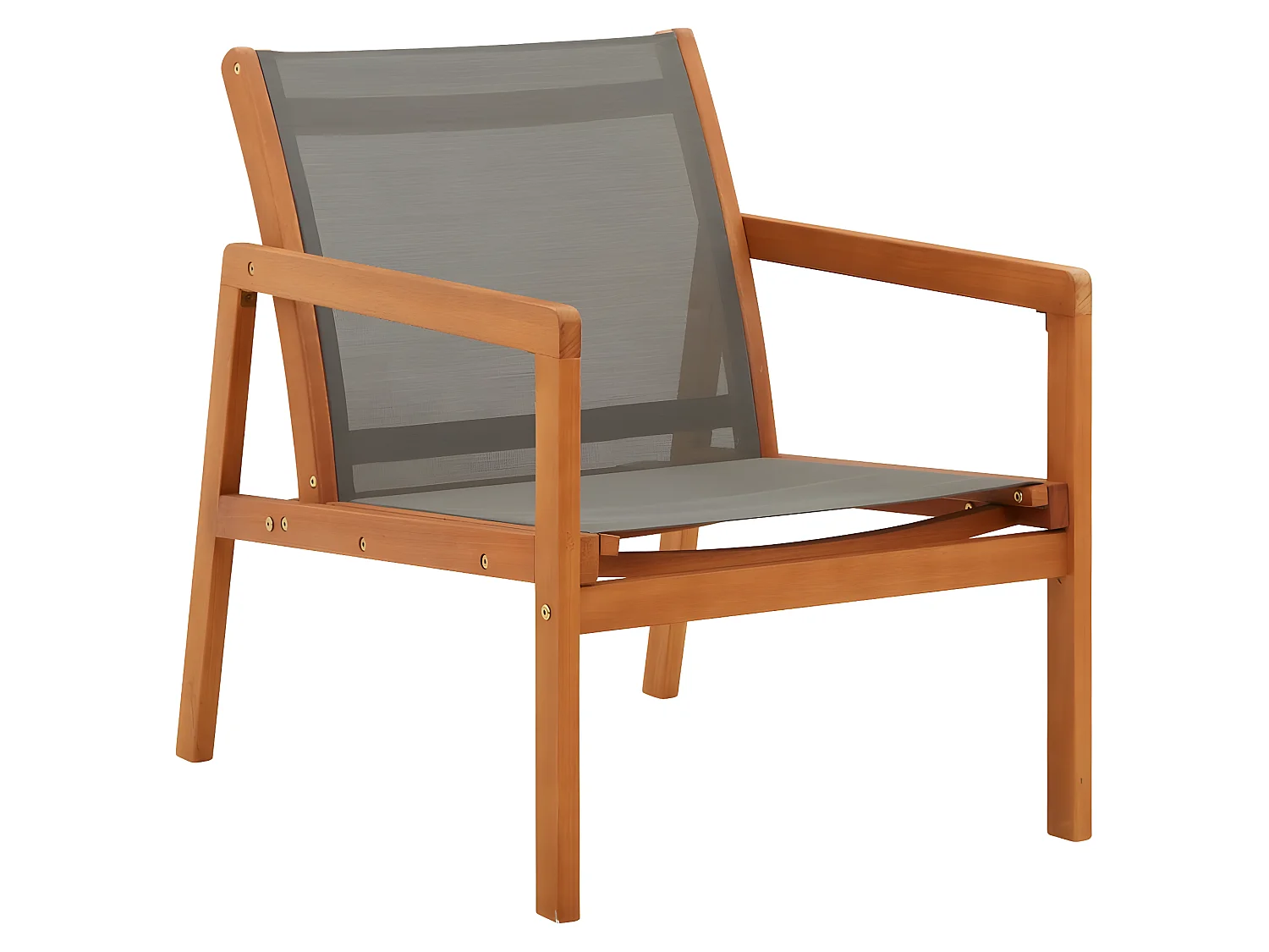 Loungestoel massief eucalyptushout en textileen grijs NL58375