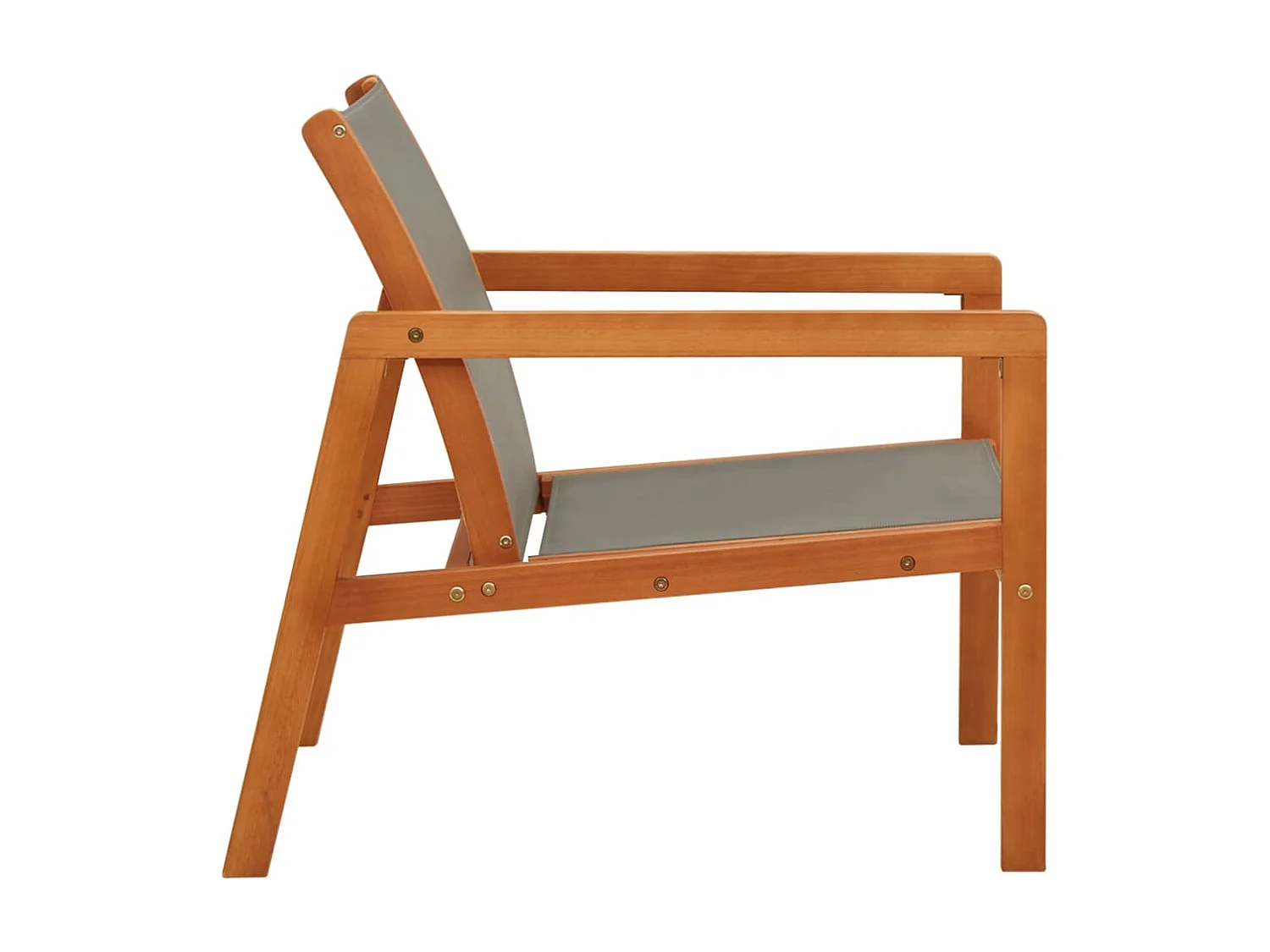 Loungestoel massief eucalyptushout en textileen grijs NL58375