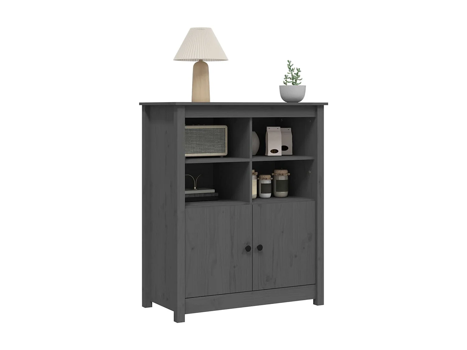 Sideboard Grau - Lowboard 83x41,5x100 cm Massivholz Kiefer -RM47737