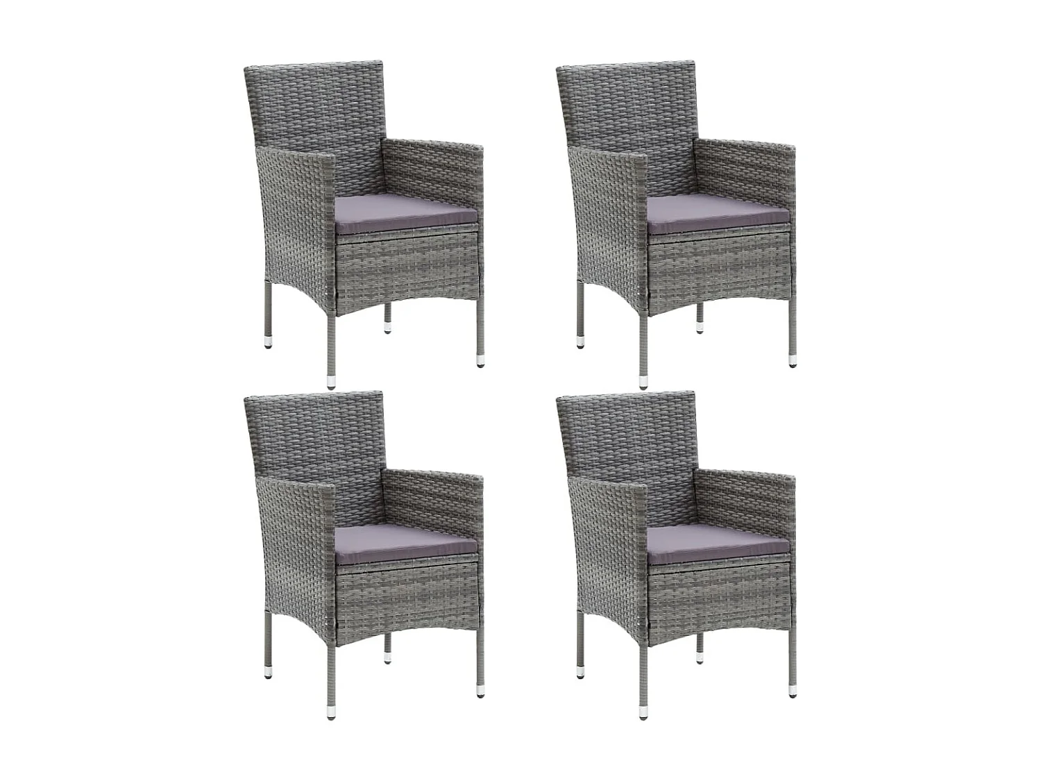 Chaises de salle à manger de jardin 4 pcs Résine tressée Gris SEF95966