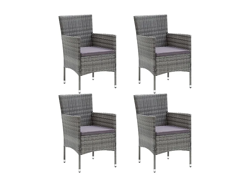 Chaises de salle à manger de jardin 4 pcs Résine tressée Gris SEF95966