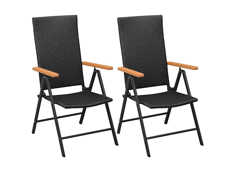 Tuinstoelen stapelbaar 2 st poly rattan zwart NL56408