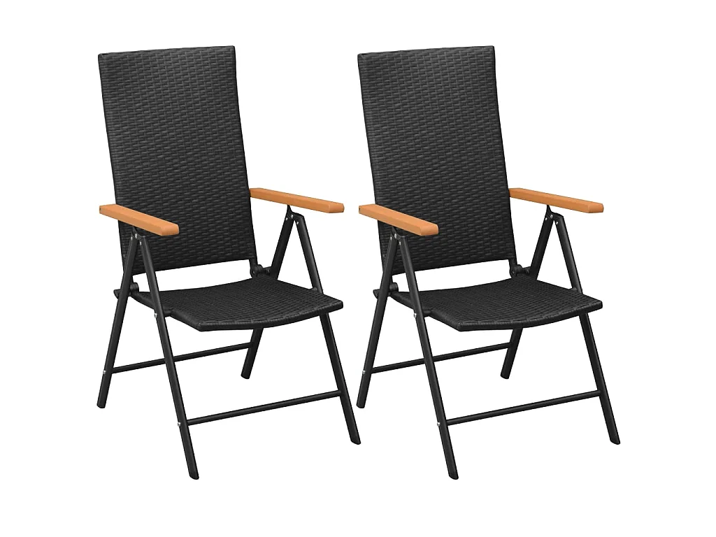 Chaises empilables de jardin 2 pcs Résine tressée Noir SEF13459