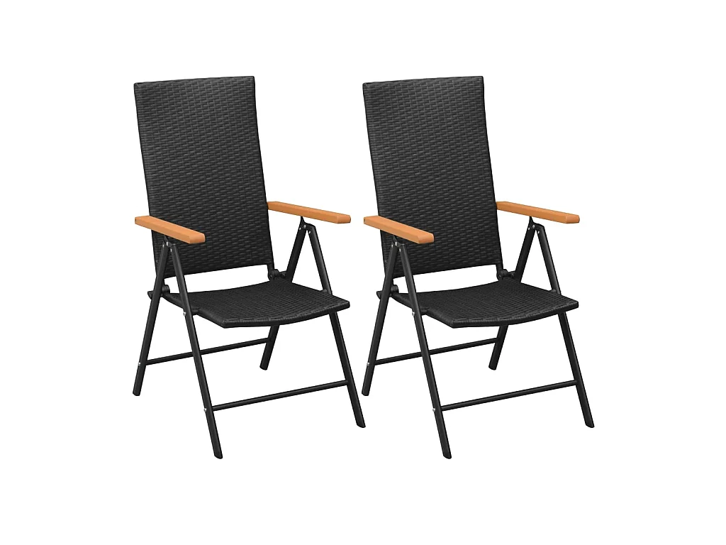 Chaises empilables de jardin 2 pcs Résine tressée Noir SEF13459
