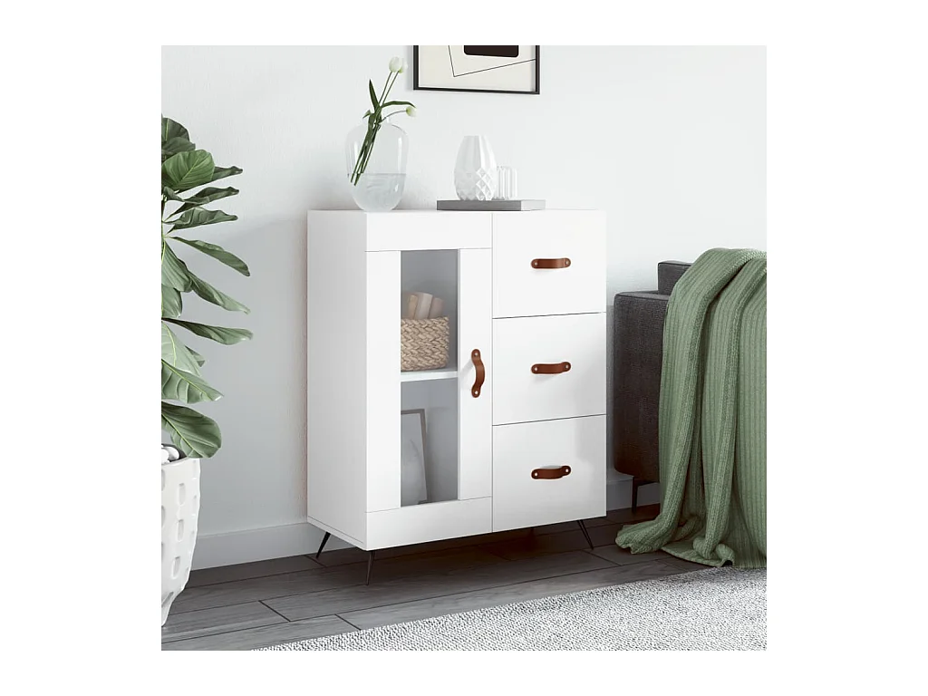 Sideboard Lowboard - Hochglanz-Weiß 69,5x34x90 cm Holzwerkstoff -RM21395