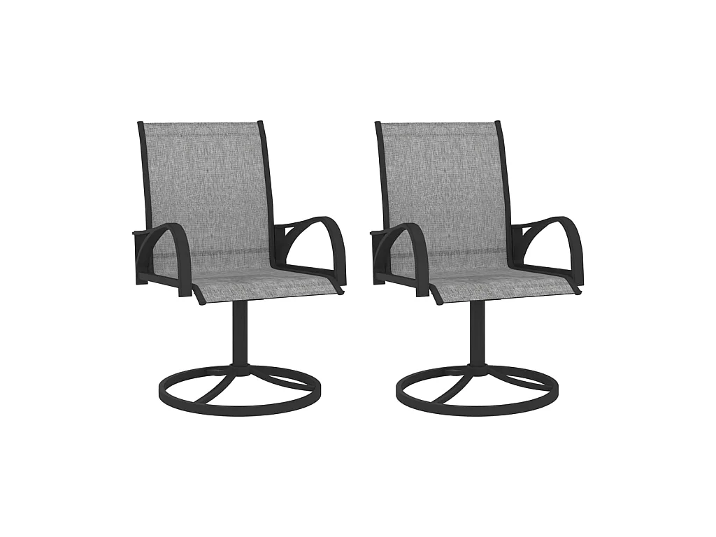 Chaises pivotantes de jardin 2 pcs Textilène et acier Gris SEF28056