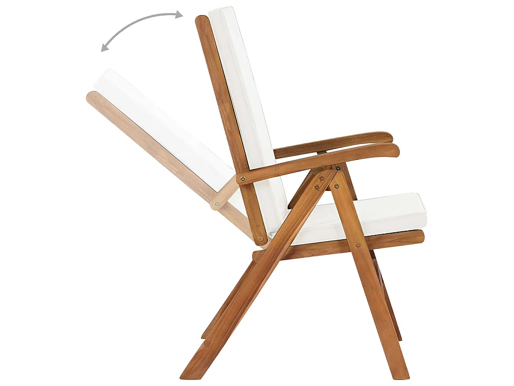 Chaises inclinables 2 pcs avec coussins Teck solide Crème SEF72103