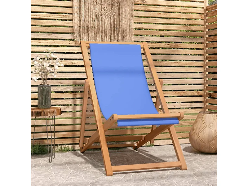 Ligstoel 56x105x96 cm teakhout blauw NL57621