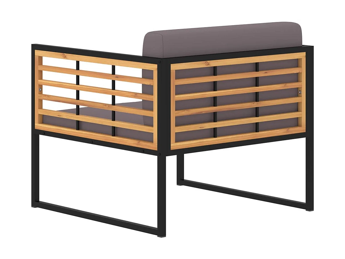 Chaises de jardin et coussins 2 pcs Bois d'acacia Gris foncé SEF36707