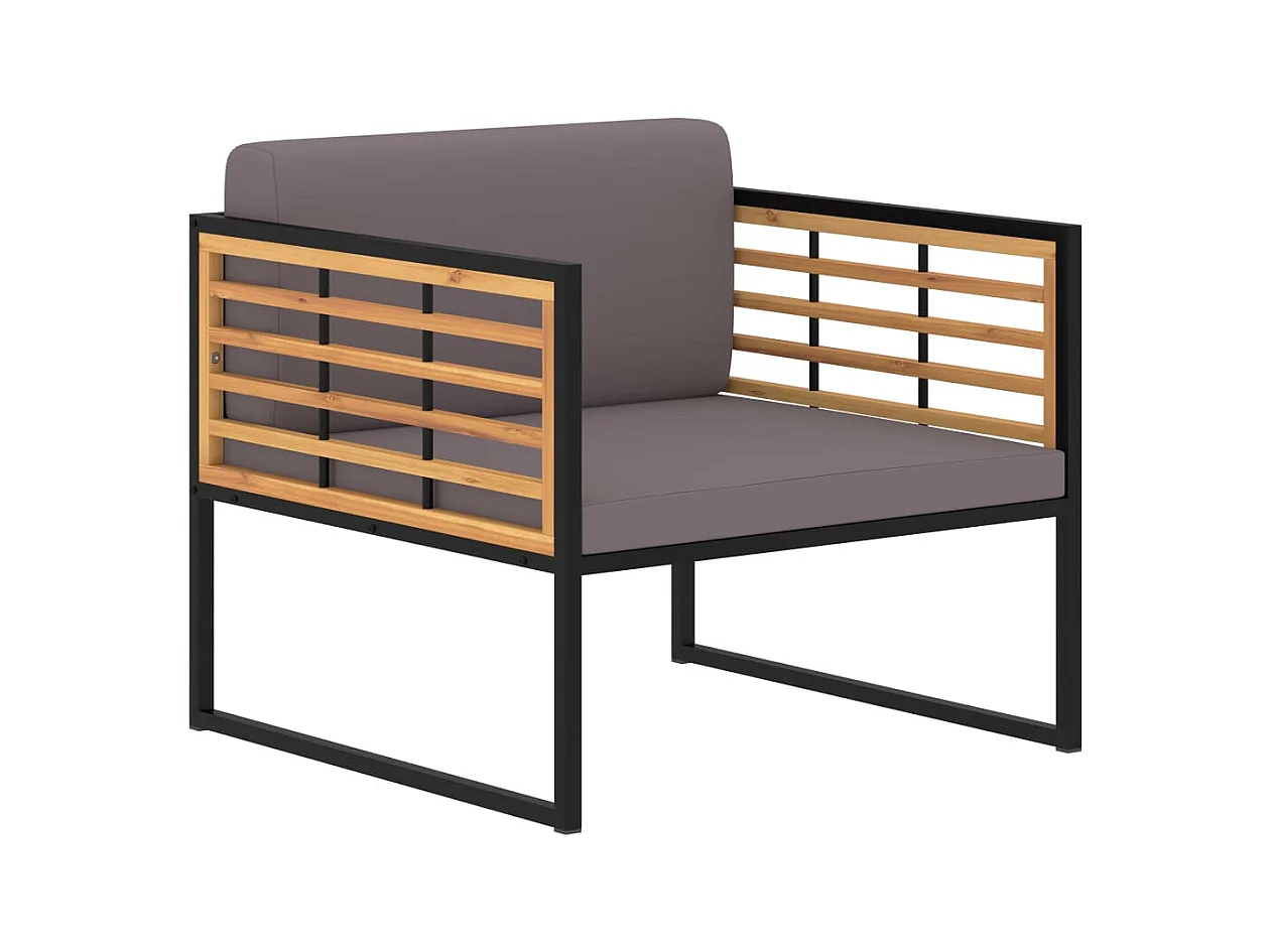 Chaises de jardin et coussins 2 pcs Bois d'acacia Gris foncé SEF36707