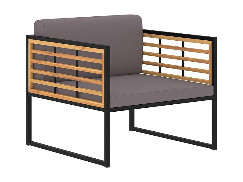 Chaises de jardin et coussins 2 pcs Bois d'acacia Gris foncé SEF36707