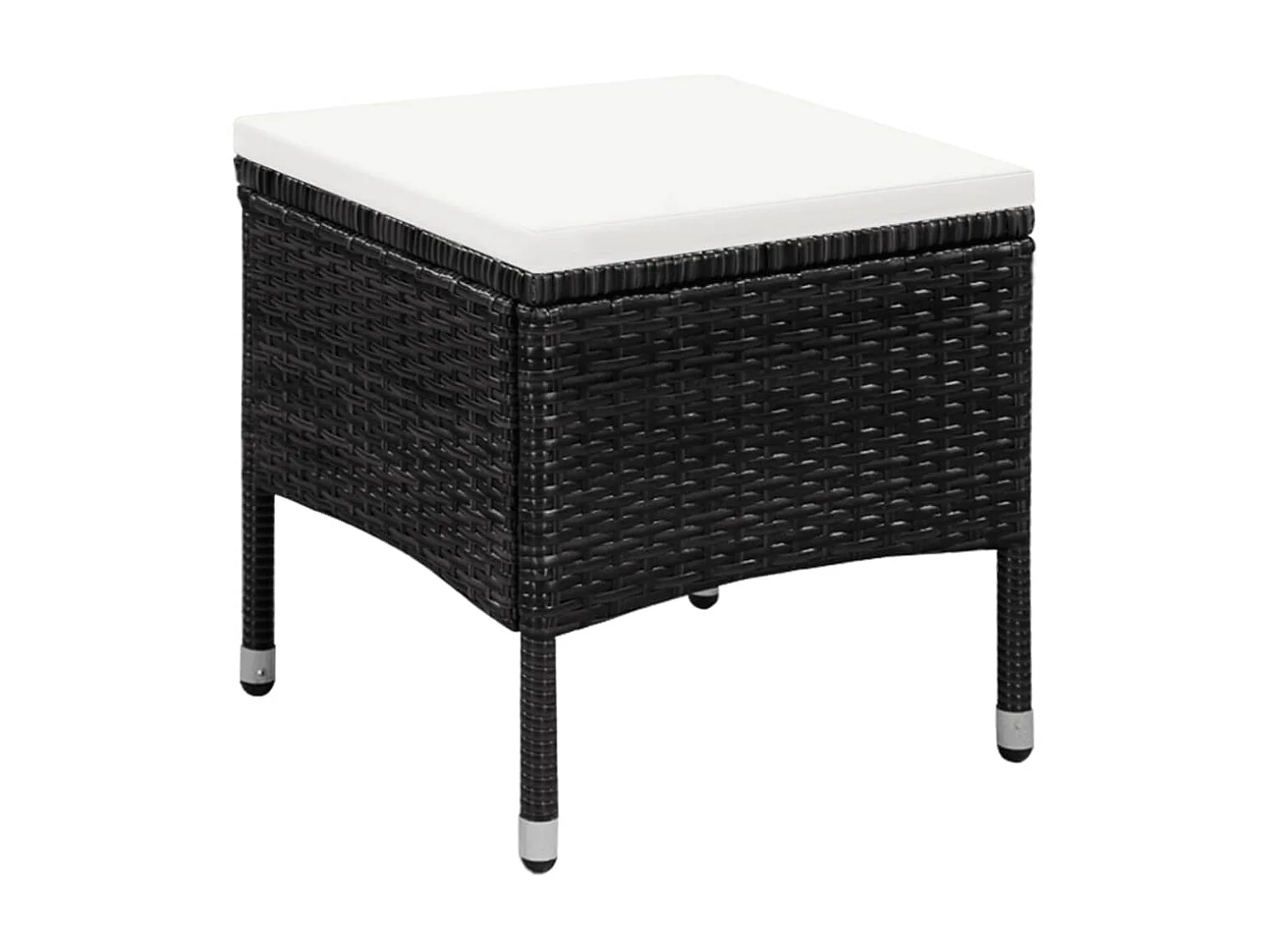 Cadeira e banco de exterior com almofadões vime PE preto PT485149