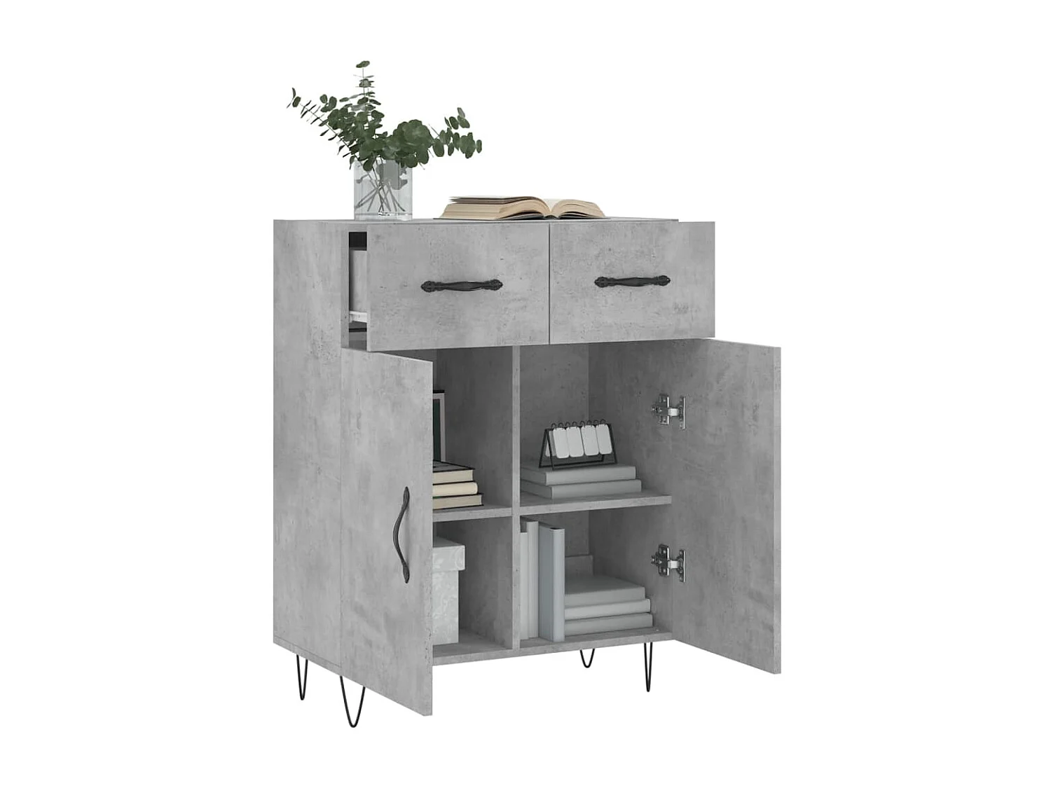 Sideboard Lowboard - Betongrau 69,5x34x90 cm Holzwerkstoff -RM34525