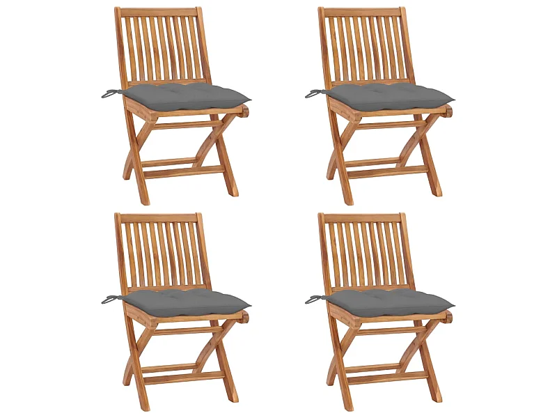 Klappbare Gartenstühle mit Kissen 4 Stk.| Outdoor-Stuhl Massivholz Teak -gkd918968