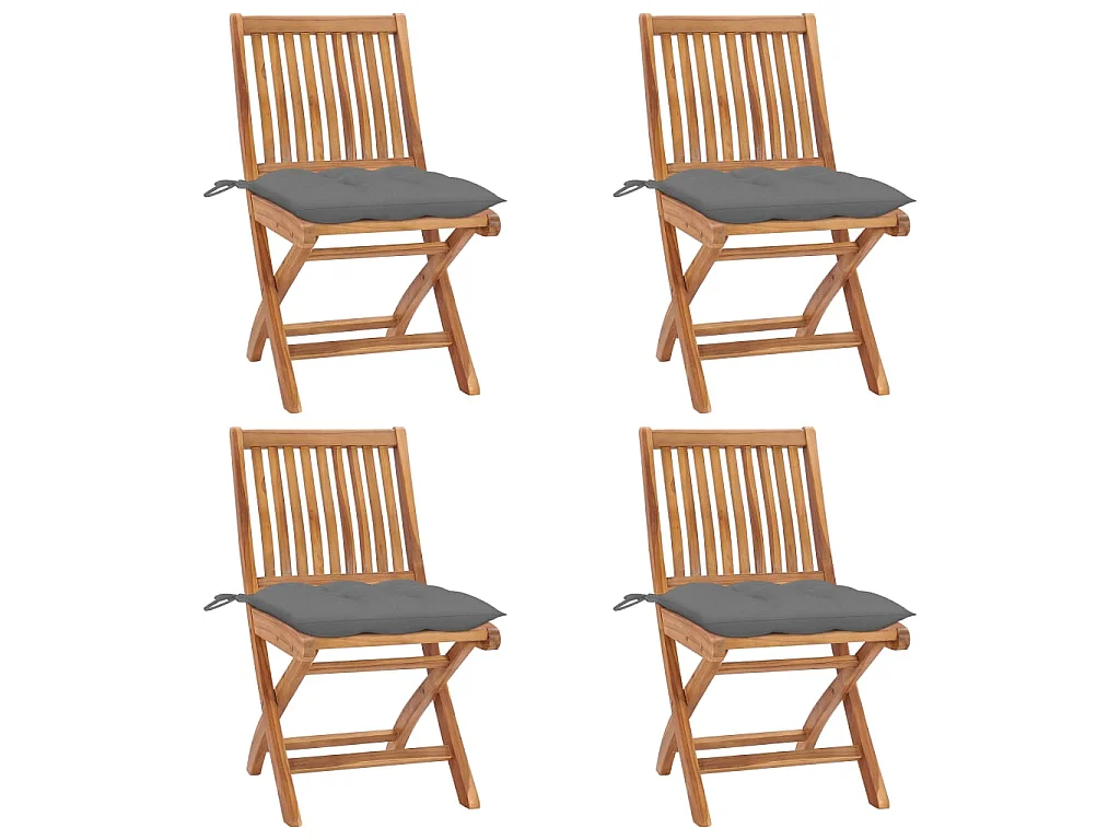 Chaises pliables de jardin avec coussins 4 pcs Teck solide SEF66071