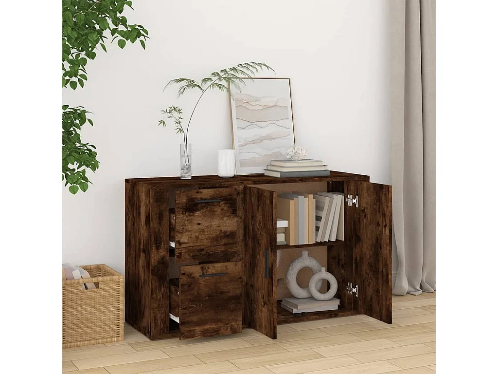 Sideboard Anrichte Räuchereiche 100x33x59,5 cm Holzwerkstoff -RM52884