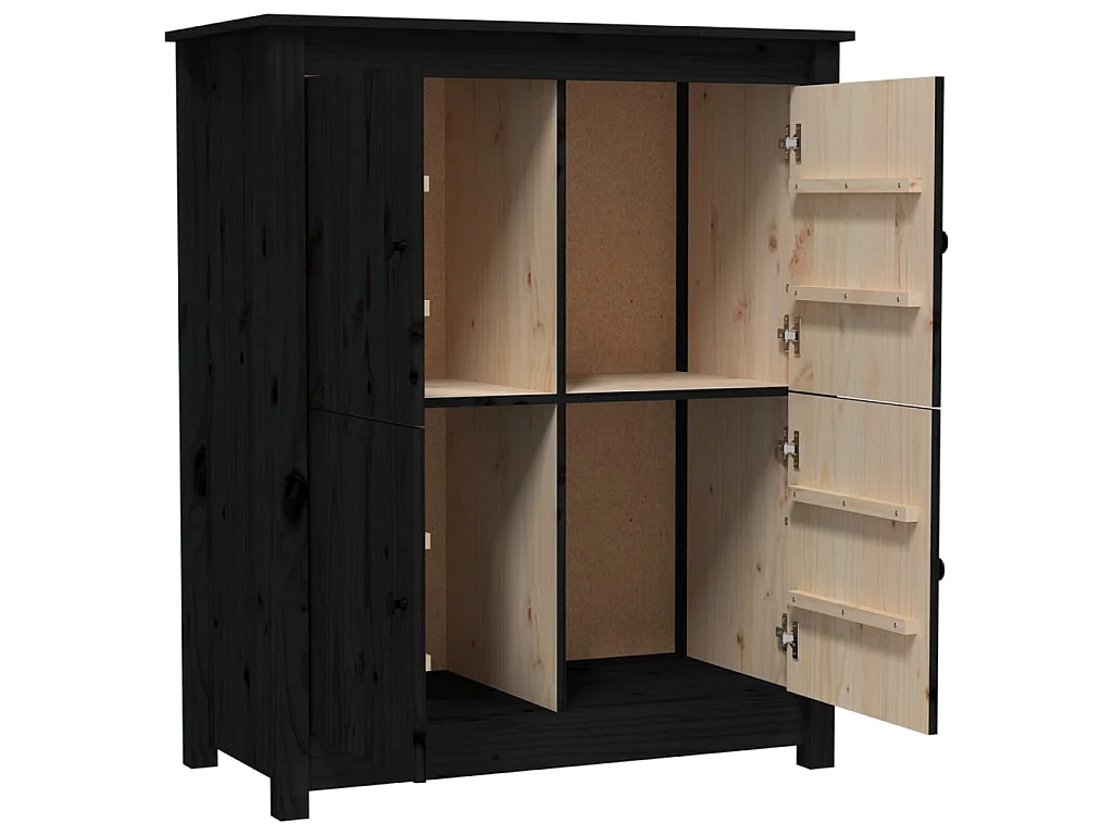 Sideboard Schwarz Anrichte 83x41,5x100 cm Massivholz Kiefer -RM49780