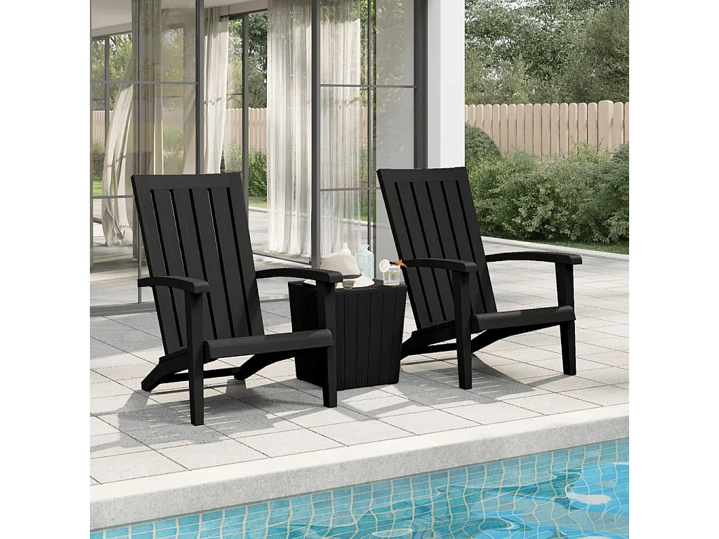 Chaises de jardin Adirondack lot de 2 noir polypropylène SEF17278