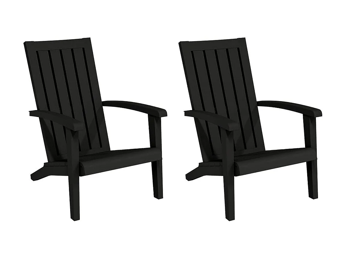 Chaises de jardin Adirondack lot de 2 noir polypropylène SEF17278