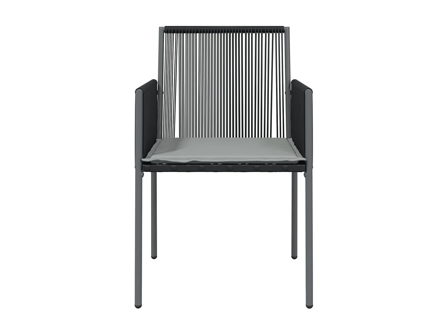 Cadeiras jardim c/ almofadões 2pcs 54x60,5x83,5cm vime PE preto PT921415