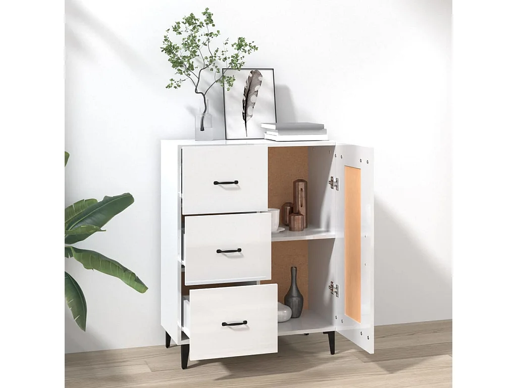 Sideboard Lowboard - Hochglanz-Weiß 69,5x34x90 cm Holzwerkstoff -RM53971