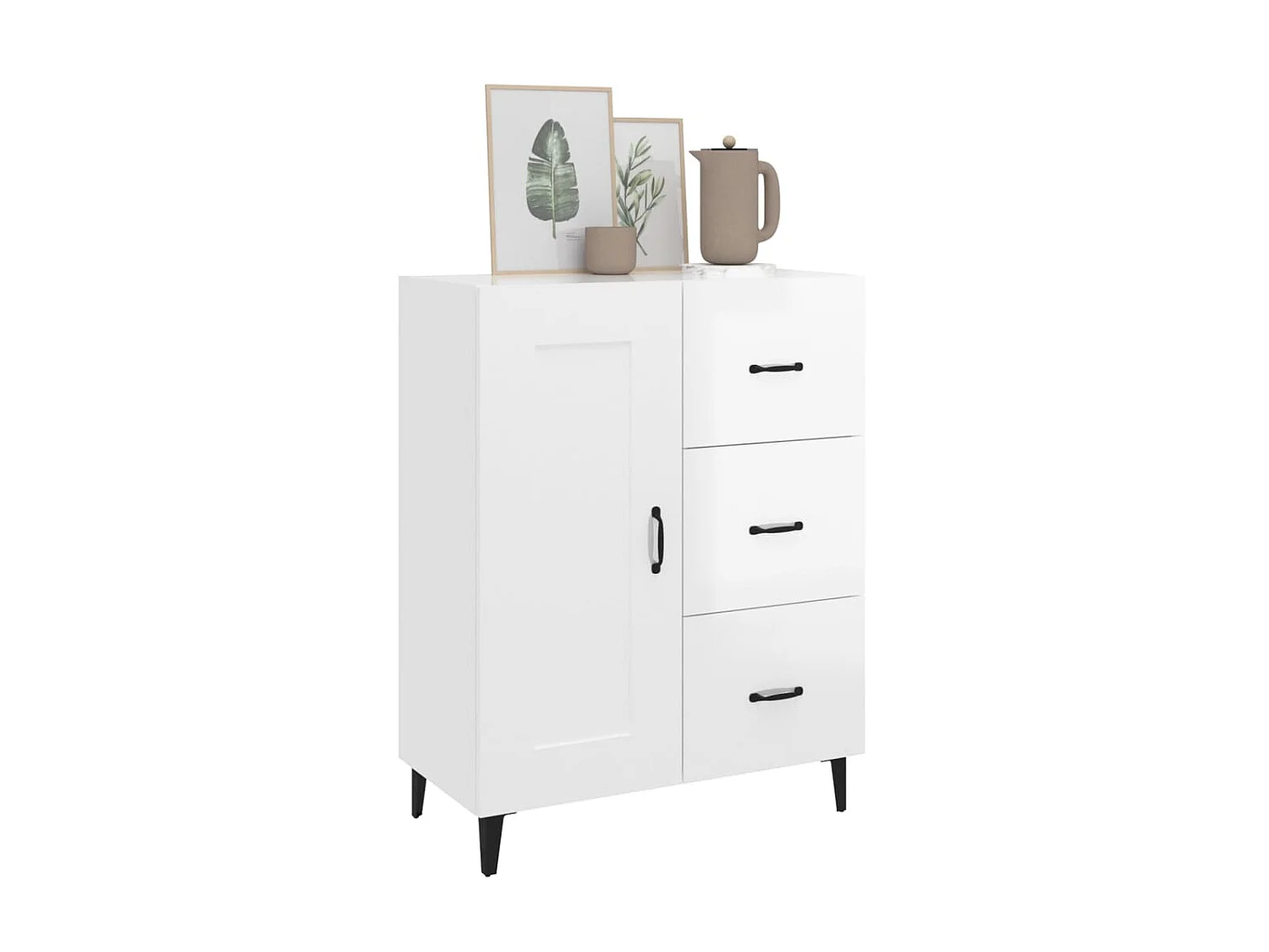 Sideboard Lowboard - Hochglanz-Weiß 69,5x34x90 cm Holzwerkstoff -RM53971