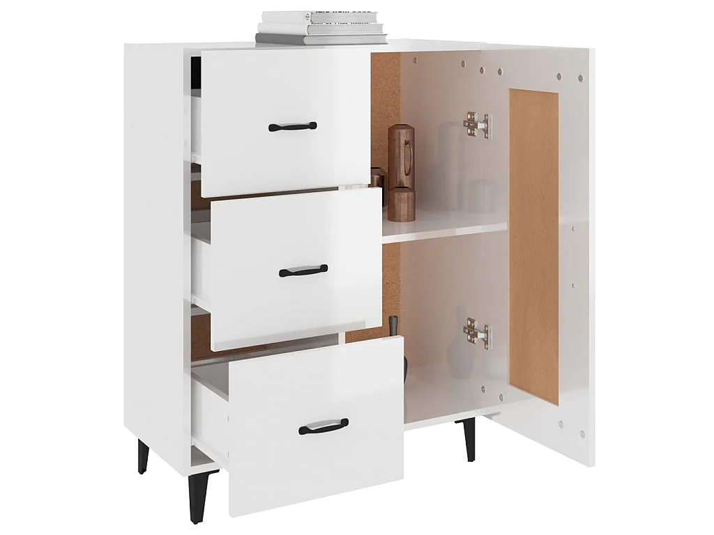 Sideboard Lowboard - Hochglanz-Weiß 69,5x34x90 cm Holzwerkstoff -RM53971