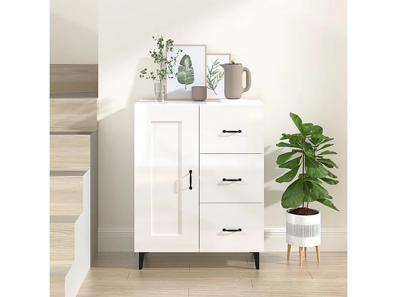 Sideboard Lowboard - Hochglanz-Weiß 69,5x34x90 cm Holzwerkstoff -RM53971