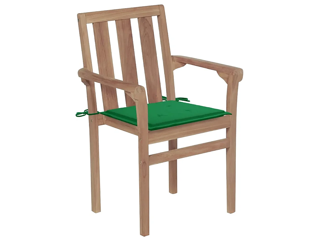 Tuinstoelen 2 st met groene kussens massief teakhout NL69905