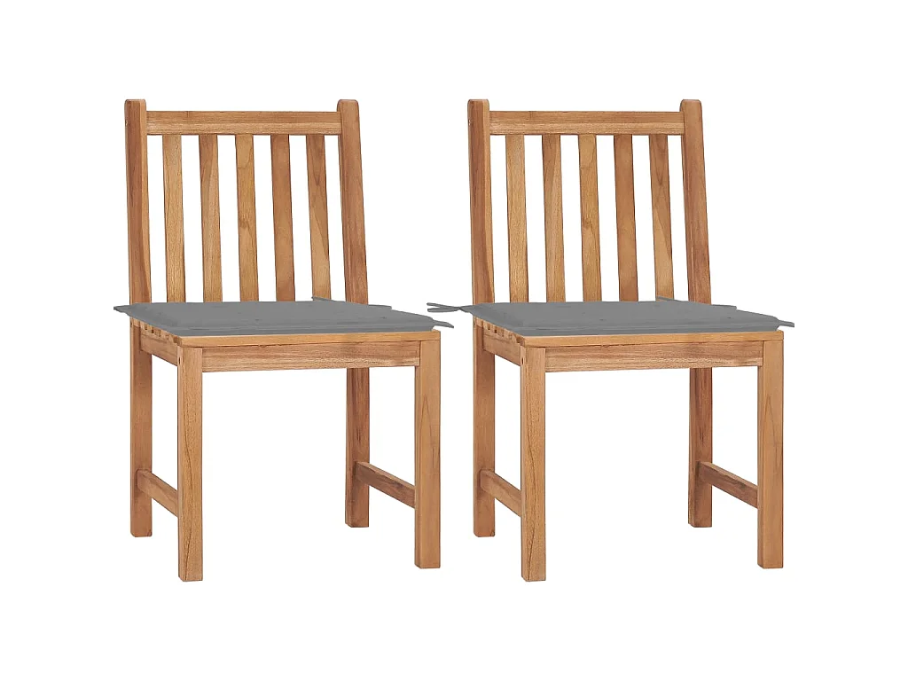 Chaises de jardin 2 pcs avec coussins Bois de teck massif SEF45379