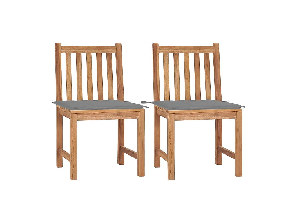 Chaises de jardin 2 pcs avec coussins Bois de teck massif SEF45379