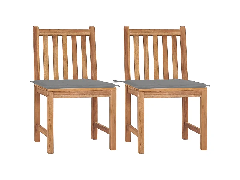 Chaises de jardin 2 pcs avec coussins Bois de teck massif SEF45379