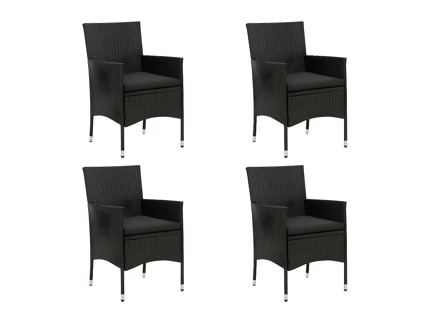 Chaises de jardin avec coussins 4 pcs Résine tressée Noir SEF77415