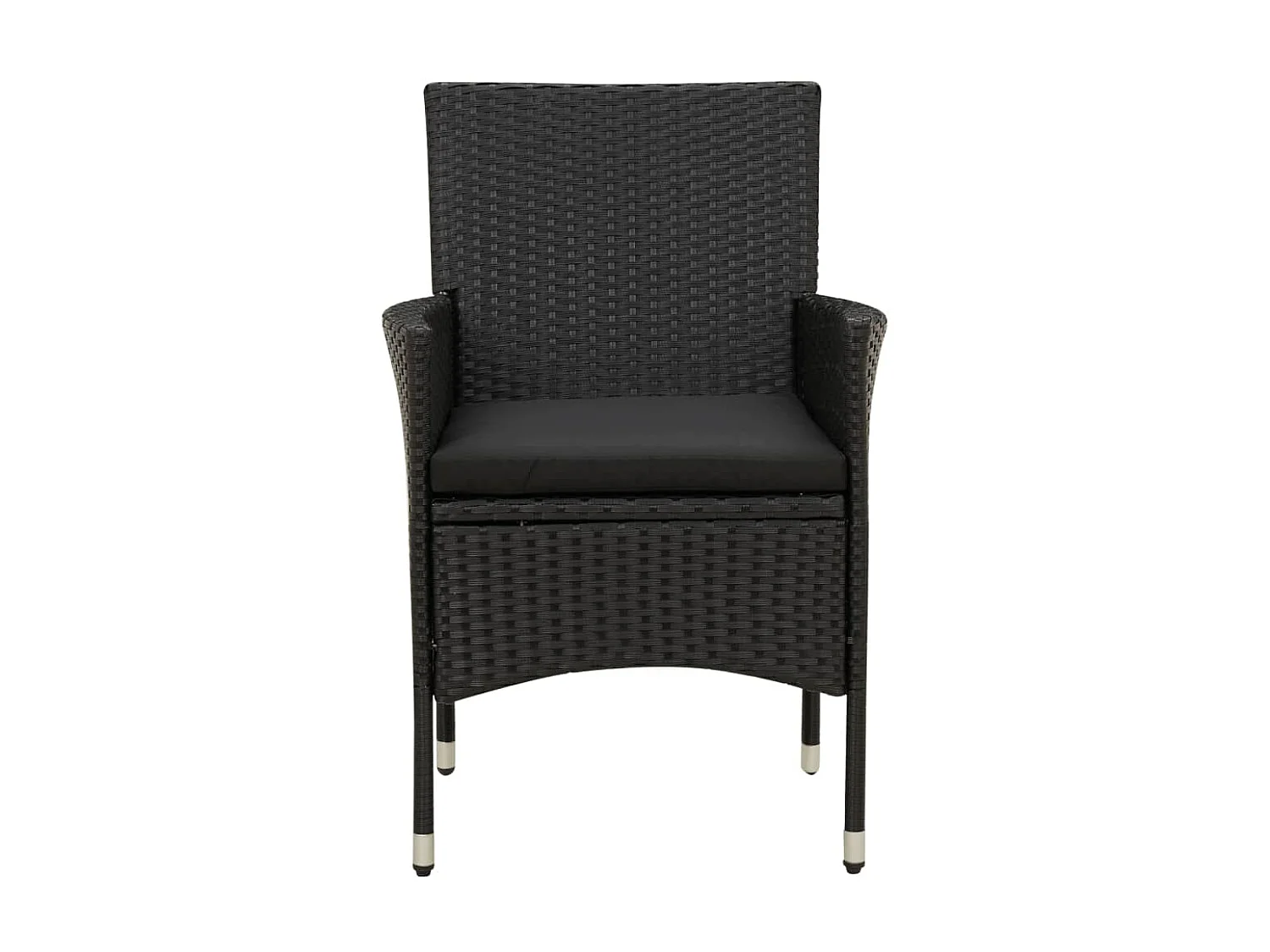 Cadeiras de jardim com almofadões 4 pcs vime PE preto PT445354