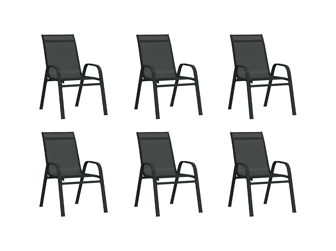 Chaises empilables de jardin 6 pcs Noir Tissu textilène SEF93655