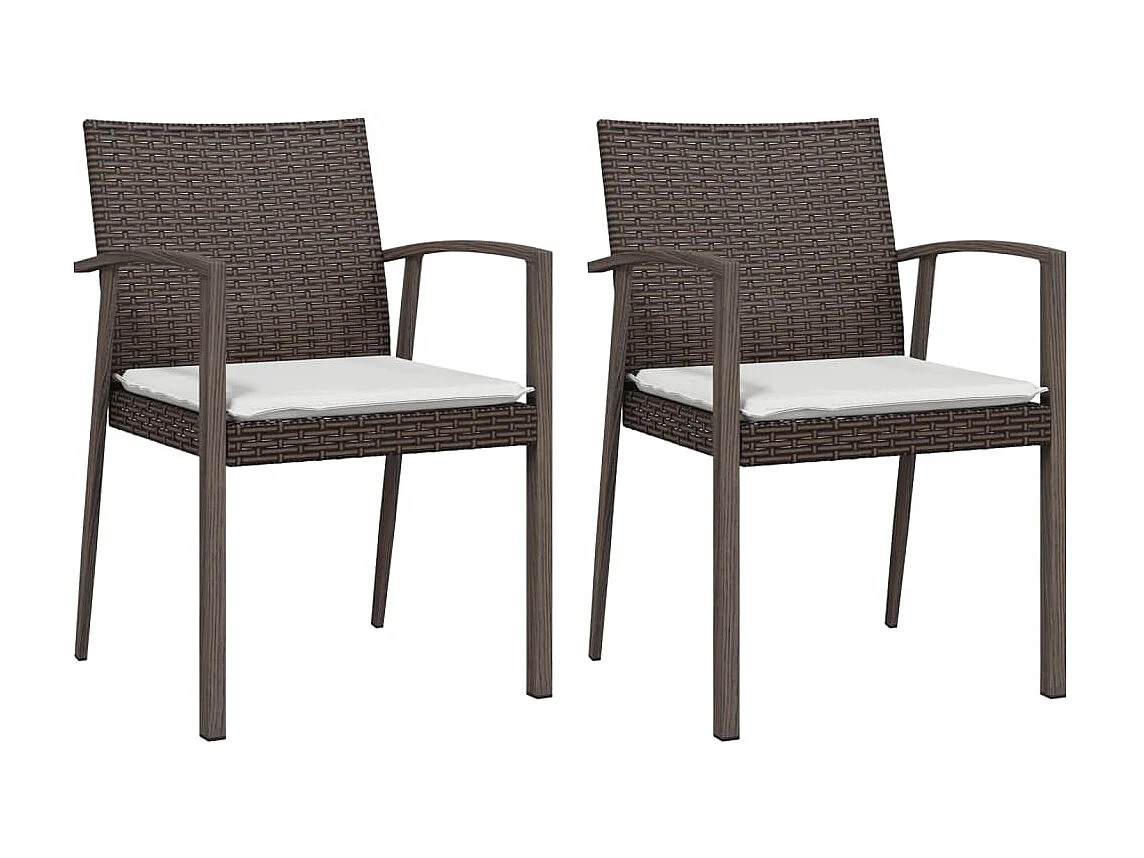 Tuinstoelen 2 st met kussens 56,5x57x83 cm poly rattan bruin NL64977