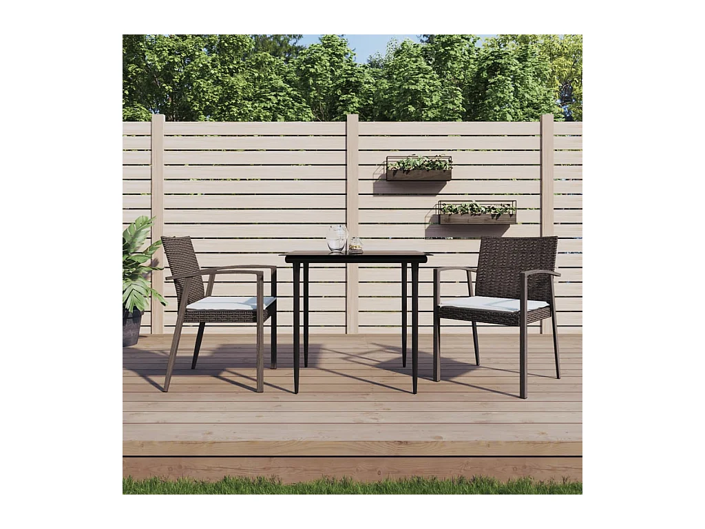 Chaises de jardin coussins lot de 2 marron 56,5x57x83 cm rotin SEF97981