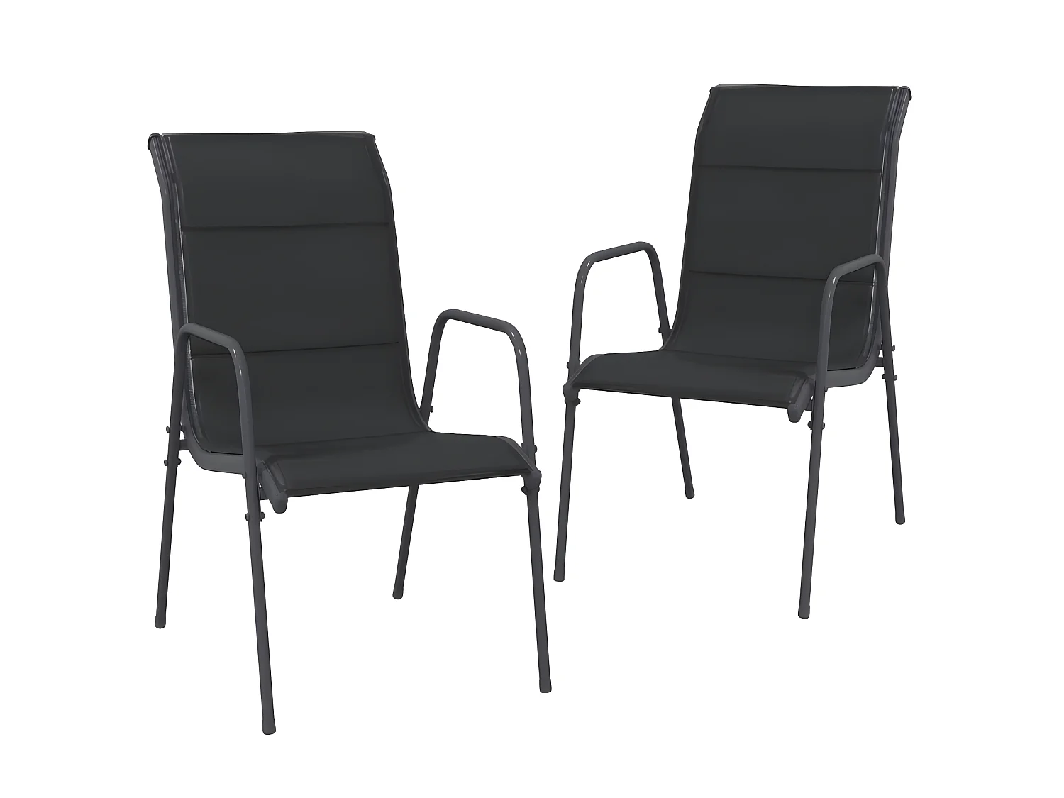 Chaises de jardin 2 pcs Acier et textilène Noir SEF40429
