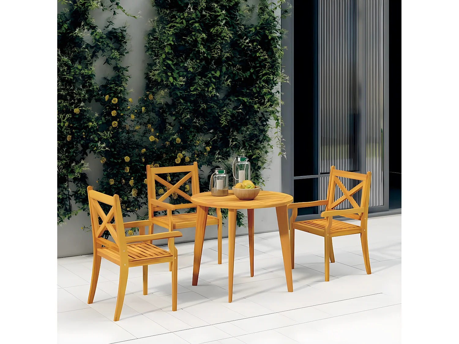 Cadeiras de jantar de exterior 3 pcs madeira de acácia maciça PT360027