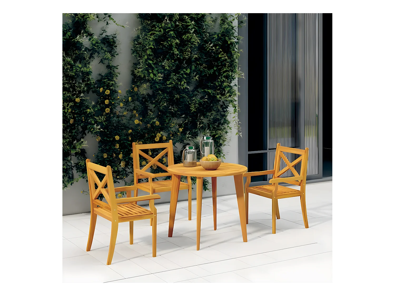 Chaises à dîner d'extérieur 3 pcs Bois d'acacia massif SEF52062