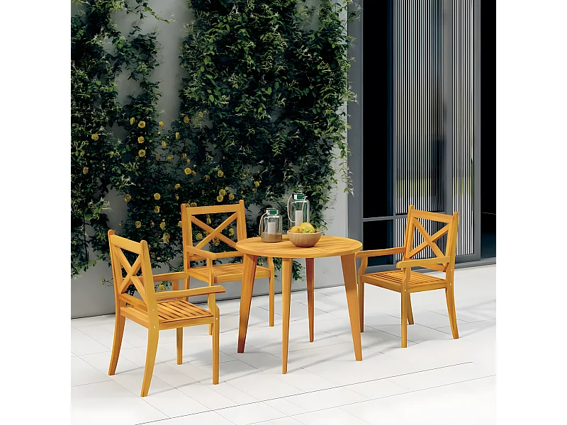 Chaises à dîner d'extérieur 3 pcs Bois d'acacia massif SEF52062