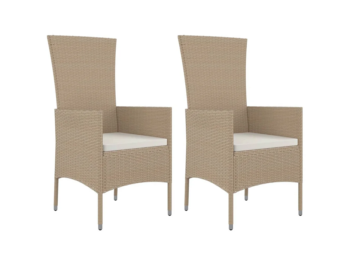 Chaises de jardin avec coussins 2 pcs Résine tressée Beige SEF79685