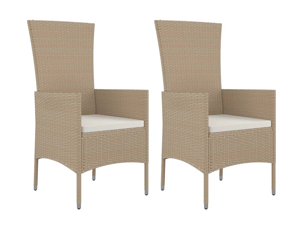 Chaises de jardin avec coussins 2 pcs Résine tressée Beige SEF79685