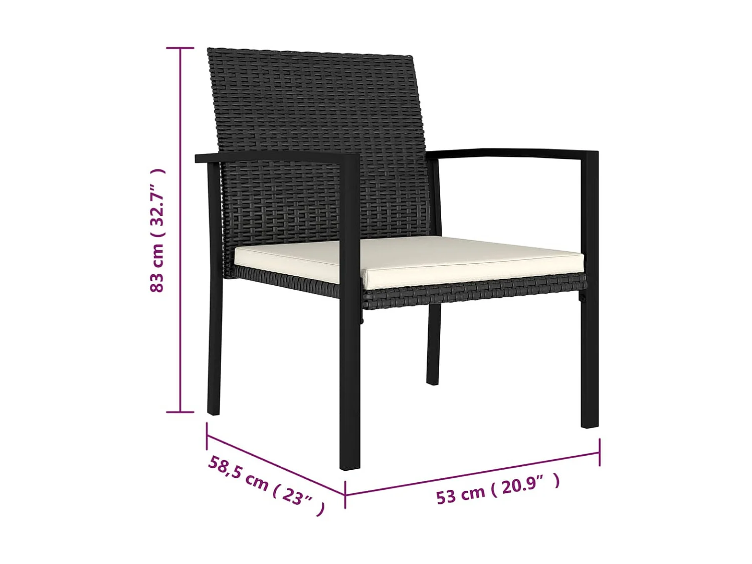 Chaises de salle à manger de jardin 4 pcs Résine tressée Noir SEF12726