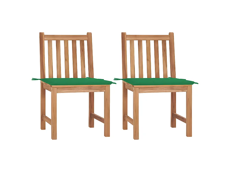 Chaises de jardin 2 pcs avec coussins Bois de teck massif SEF73650