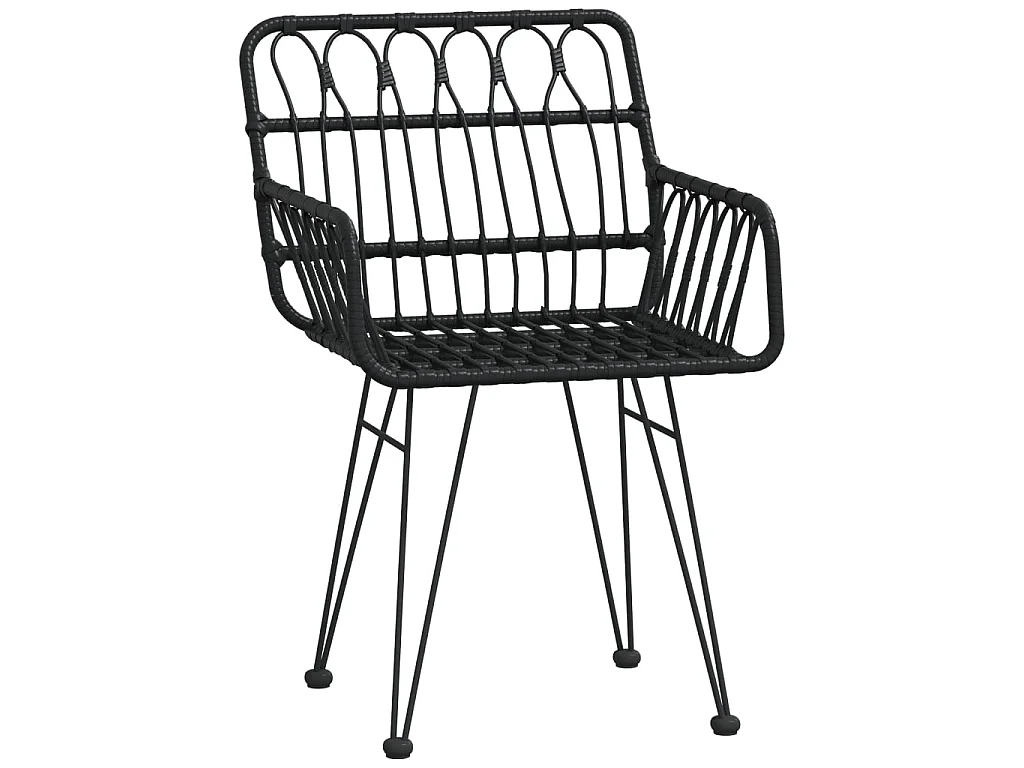 Sillas de jardín reposabrazos 2 uds ratán PE negro 56x64x80 cm ES76119
