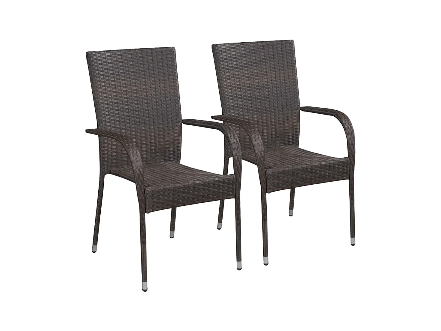 Chaises empilables d'extérieur 2 pcs Résine tressée Marron SEF12566